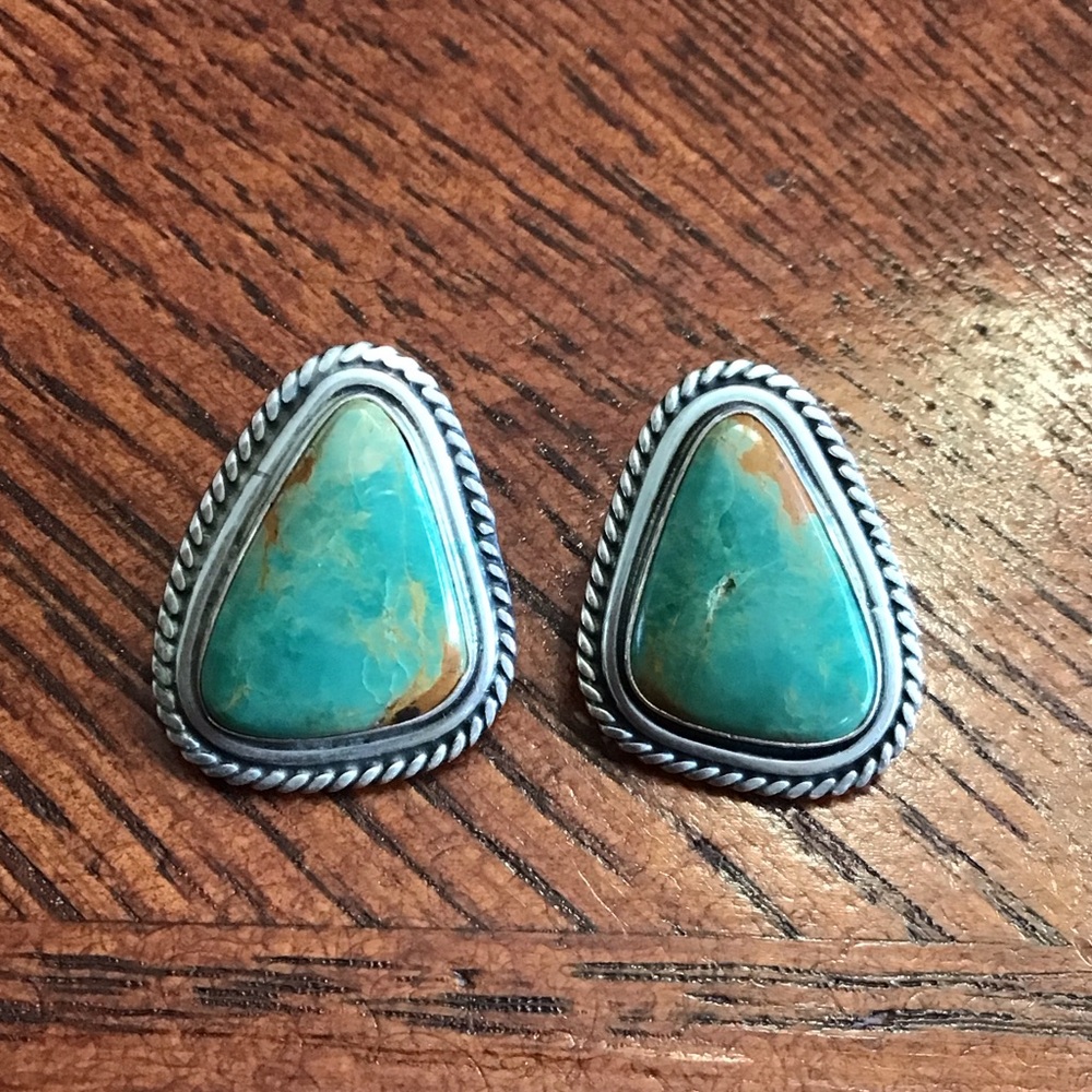 Vintage Native American Turquoise+Sterling Silver Earrings